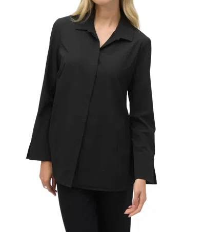 Joseph Ribkoff Woven Button Down Blouse In Black