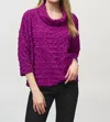 Joseph Ribkoff Mock Neck Three Quarter Sleeve Sweater In Empress In Purple