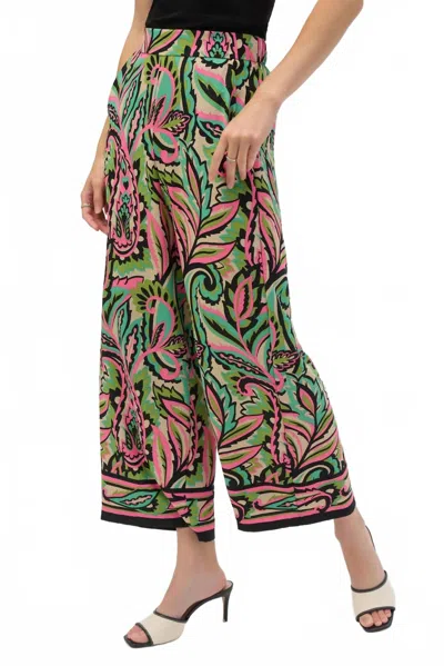 Joseph Ribkoff Woven Paisley Print Wide-leg Pants In Black/multi