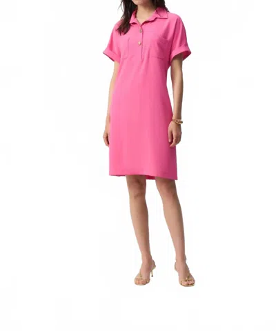 Joseph Ribkoff Woven Polo Shirt Dress In Bubble Gum In Pink