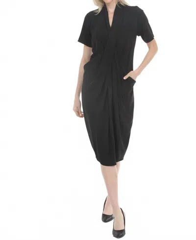 Joseph Ribkoff Woven Twill Draped Cocoon Dress In Black