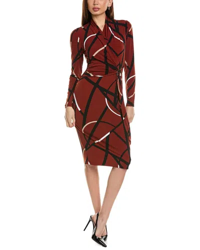Joseph Ribkoff Wrap Bodice Midi Dress In Brown
