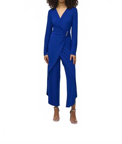 Joseph Ribkoff Wrap Front Cropped Jumpsuit In Royal Sapphire In Blue