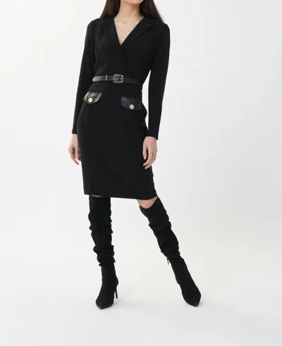 Joseph Ribkoff Wrap Front Dress In Black