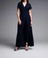 JOSEPH RIBKOFF WRAP FRONT JUMPSUIT IN NAVY