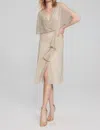 Joseph Ribkoff V-neck Wrap Dress In Champagne/gold In Multi