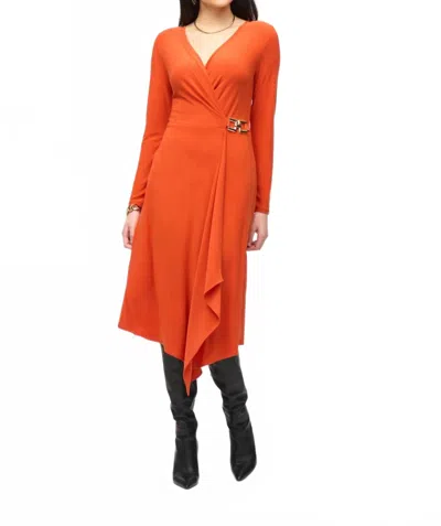 Joseph Ribkoff Wrap Midi Dress In Lava In Orange