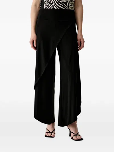 Joseph Ribkoff Wrap-overlay Wide-leg Trousers In Black