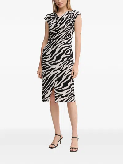 Joseph Ribkoff Zebra-pattern Midi Dress In Black