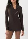 JOSEPH RIBKOFF ZIP ACCENT TUNIC IN MOCHA