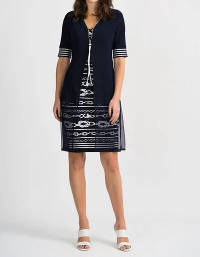 Joseph Ribkoff Zip Detail Dress In Midnight In Multi