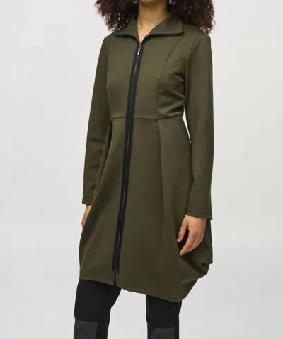 Joseph Ribkoff Zip Front Cocoon Long Coat In Iguana