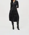 Joseph Ribkoff Zip Front Waist Sash Taffeta Midi Dress In Black