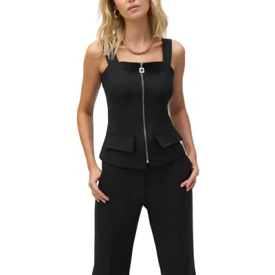 Joseph Ribkoff Zip Strappy Top In Black