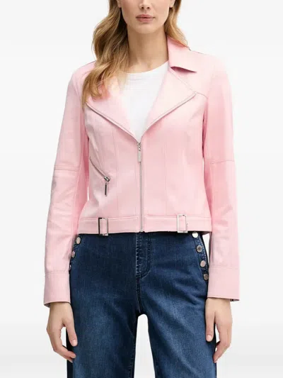 Joseph Ribkoff Zip-up Biker Jacket In Pink