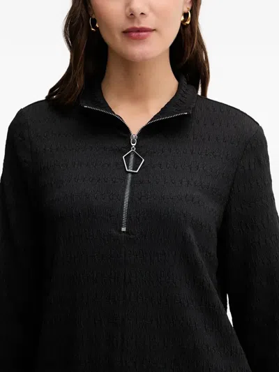 Joseph Ribkoff Zip-up Textured Top In Black