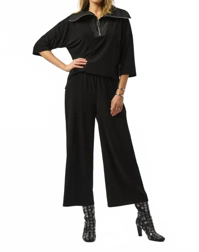 Joseph Ribkoff Zipped Collar 3/4 Sleeves Jumpsuit In Black