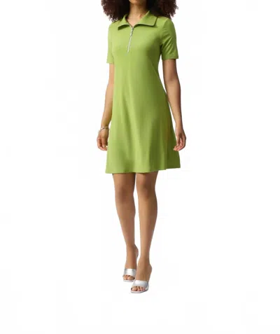 Joseph Ribkoff Zipped Short Sleeve Mini Shift Dress In Greenery