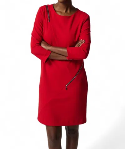 JOSEPH RIBKOFF ZIPPER DRESS IN LIPSTICK RED