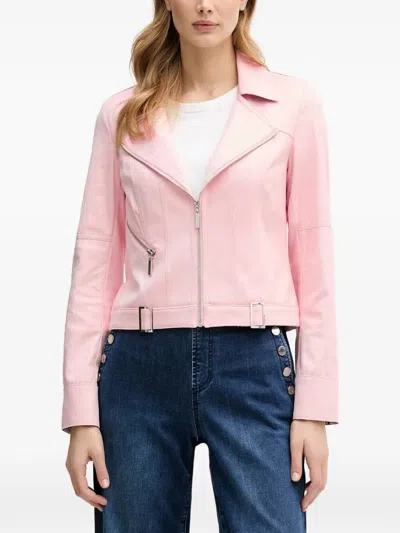 Joseph Ribkoff Zip-up Biker Jacket In Light Pink