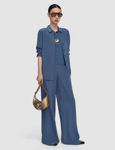 Joseph Rihani Crepe De Soie Silk Trousers In Blue