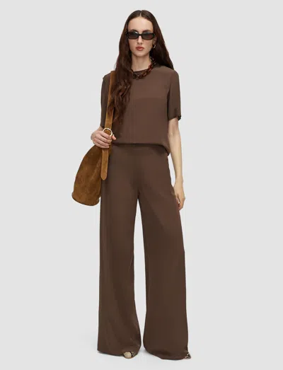 Joseph Rihani Crepe De Soie Silk Trousers In Brown