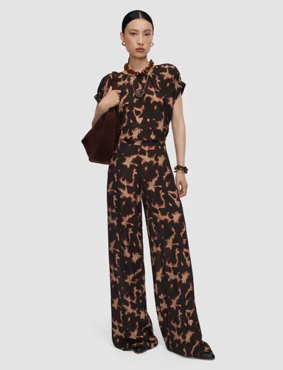 Joseph Womens Rihani Tortoiseshell-print Wide-leg Crepe Trousers Tortoise Shell In Multi