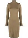 Joseph Roll-neck Knitted Midi Dress In Brown