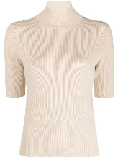 Joseph Short-sleeve Knitted Top In Neutrals