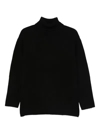 Joseph Roll-neck Ribbed-knit Jumper In Black
