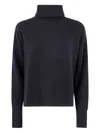Joseph High Neck Long Sleeves Brushed Cashmere In Black