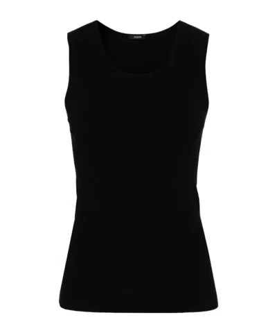 Joseph Round Collar Logo Vest In Black