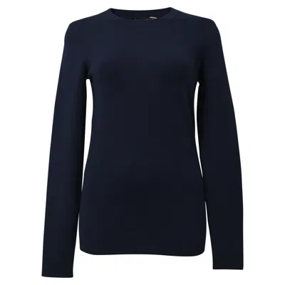 Joseph Round Neck Stretch Top In Navy Blue Wool