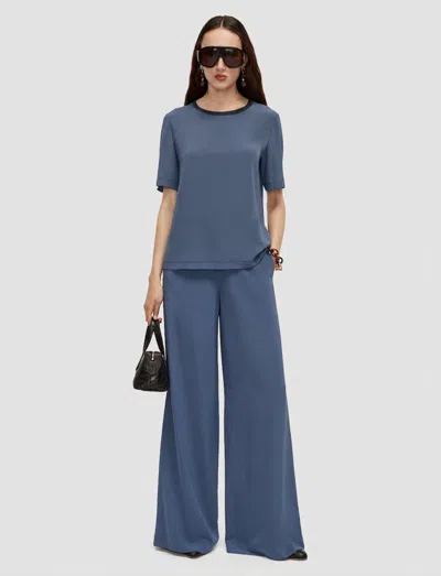 Joseph Rubin Crepe De Soie Silk Blouse In Blue