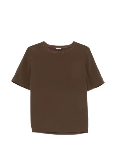 Joseph Womens Rubin Short-sleeved Silk-crepe Blouse Patina In Brown