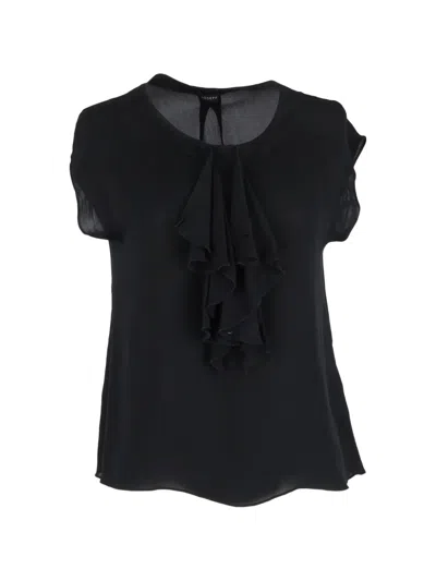 Pre-owned Joseph Ruffle Silk Blouse In Black
