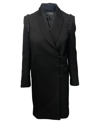 Joseph Ruffled Coat In Black Wool