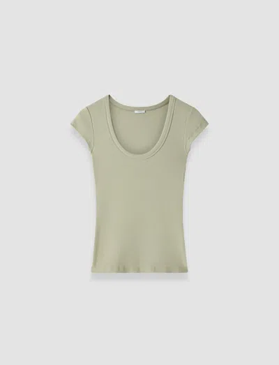 Joseph Womens Cactus Saba Ribbed Stretch-cotton Top In Brown