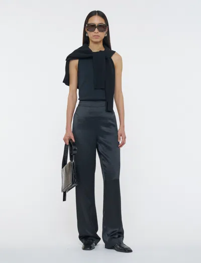 Joseph Sahel Silk Satin Trousers In Black