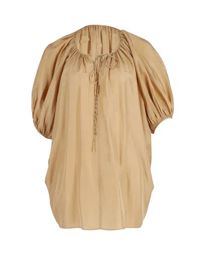 Joseph Sanko Peasant Blouse In Gold Habitoi Silk