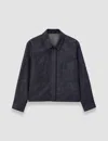 Joseph Womens Cobalt Satia Boxy-fit Wool-blend Denim Jacket In Gray