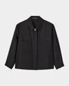 Joseph Womens Satie Patch-pocket Relaxed-fit Cotton And Silk-blend Shirt Black