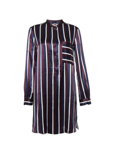 Pre-owned Joseph Satin College Stripe Blouse In Purple