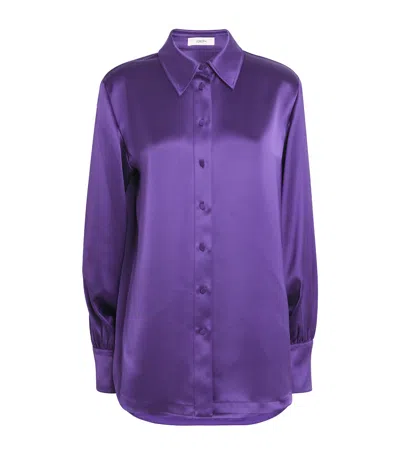Joseph Womens Dieu Long-sleeved Satin Blouse Violet In Purple
