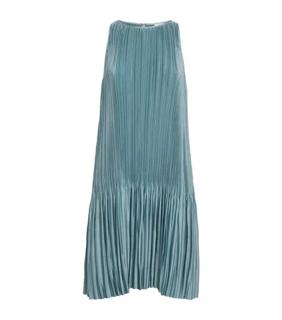 Joseph Satin Pleated Rida Midi Dress In Blue