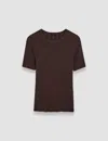 Joseph Satin Rib Knit Top In Ebony