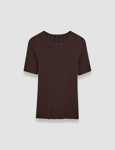 Joseph Satin Rib Knit Top In Ebony