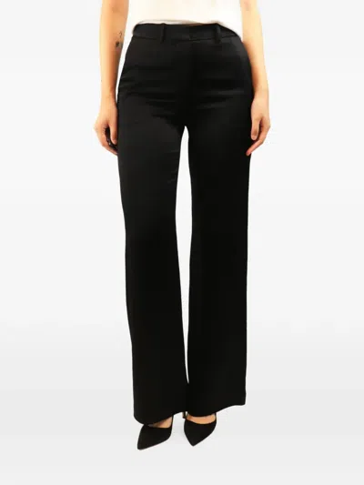 Pre-owned Joseph Satin Straight-leg Trousers In Black