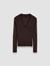 Joseph Womens Satiny Polo-collar Knitted Top Ebony Xs In Ebony