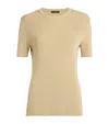 Shop Joseph Satiny Rib-knit Top In Beige